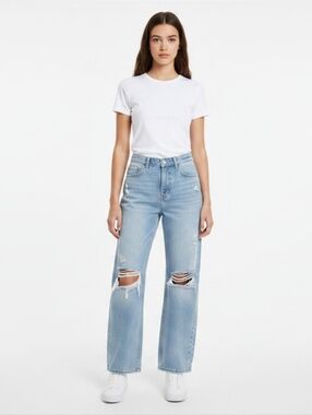 Altar'd State | Light Blue Wide-Leg Distressed Jeans